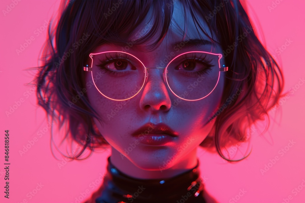 Close up of the profile picture of a woman wearing glasses