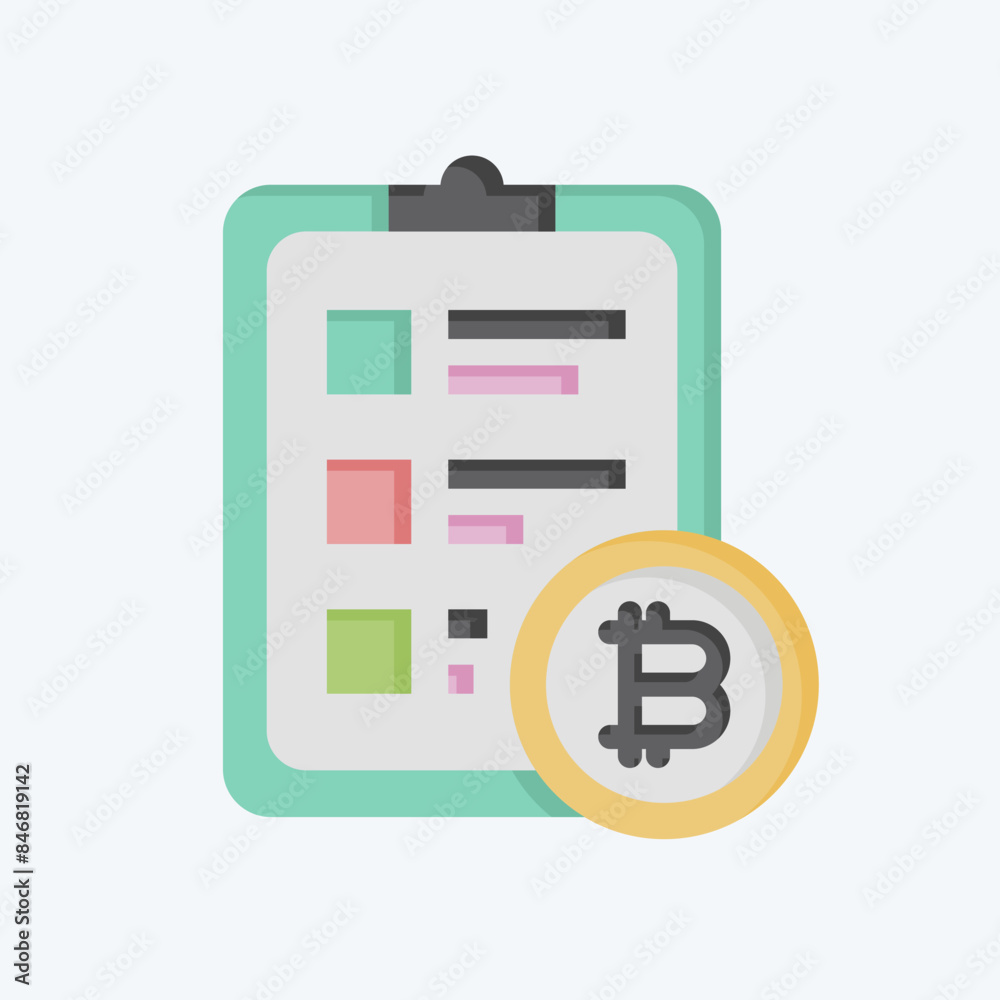 Icon Crypto Report. related to Cryptography symbol. flat style. simple design illustration Icon Crypto Report. related to Cryptography symbol. flat style. simple design illustration
