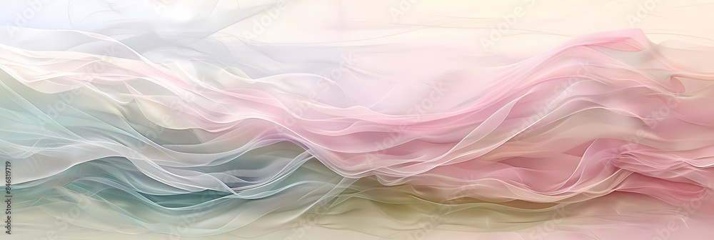 Obraz premium Fluid abstract shapes with vibrant colors and wavy lines. Digital abstract art