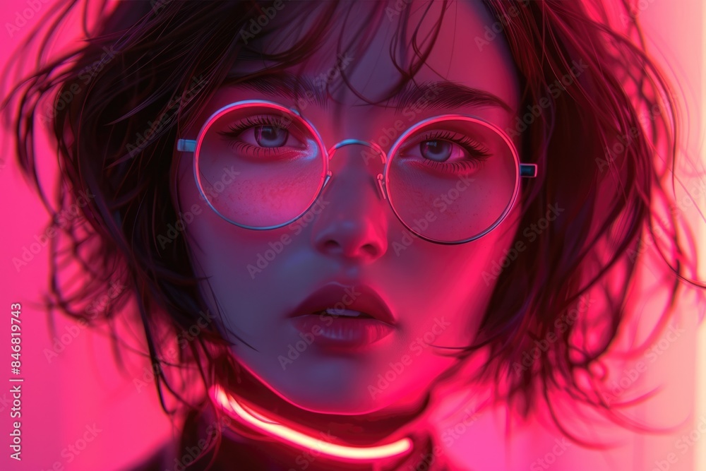 Close up of the profile picture of a woman wearing glasses Close up of the profile picture of a woman wearing glasses