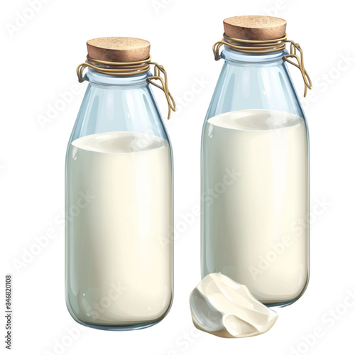 Milk in a bottle, clip art, the power of a healthy drink for people of all ages