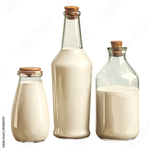 Milk in a bottle, clip art, the power of a healthy drink for people of all ages