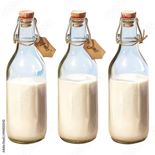 Milk in a bottle, clip art, the power of a healthy drink for people of all ages