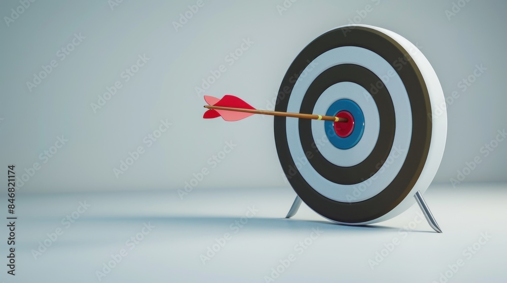 3d Arrow hits the center of the target on a white background. Business targets, goals 3d Arrow hits the center of the target on a white background. Business targets, goals
