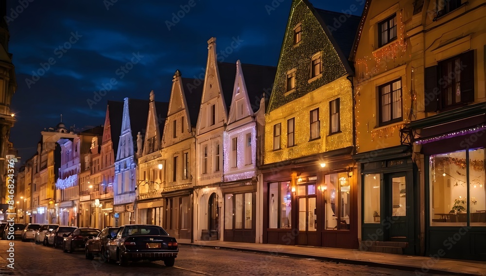 Obraz premium A beautiful street with colorful and attractive buildings