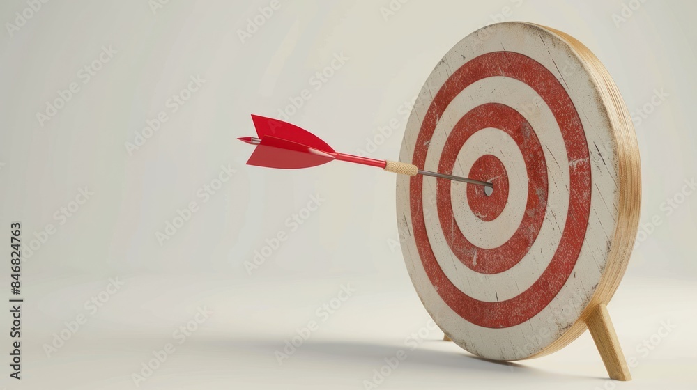 3d Arrow hits the center of the target on a white background. Business targets, goals 3d Arrow hits the center of the target on a white background. Business targets, goals