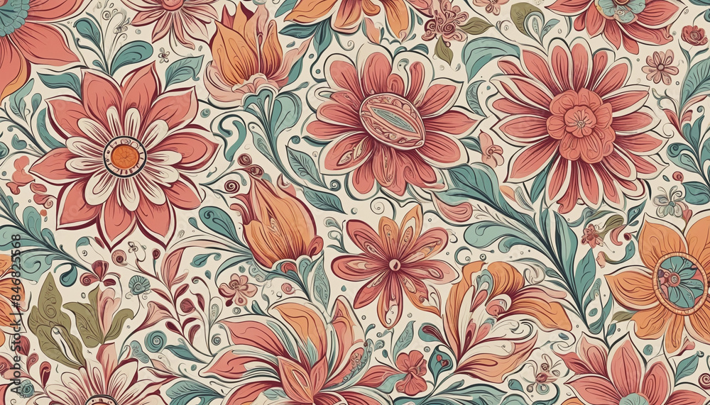 Enchanting floral fantasy in a mesmerizing seamless tile design Enchanting floral fantasy in a mesmerizing seamless tile design