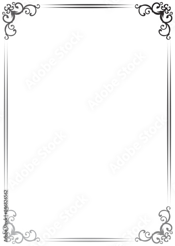 Vintage frame, silver color, gray gradation, classic vintage border.