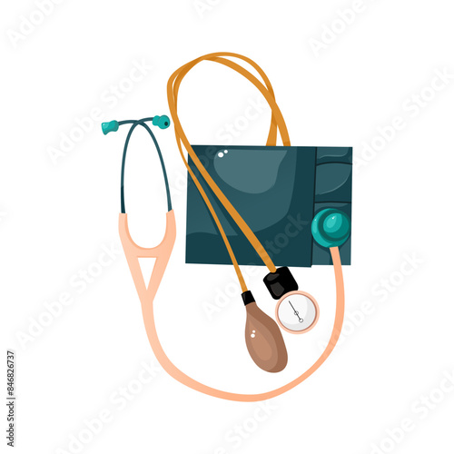 Stetchoscope and thensimeter illustration