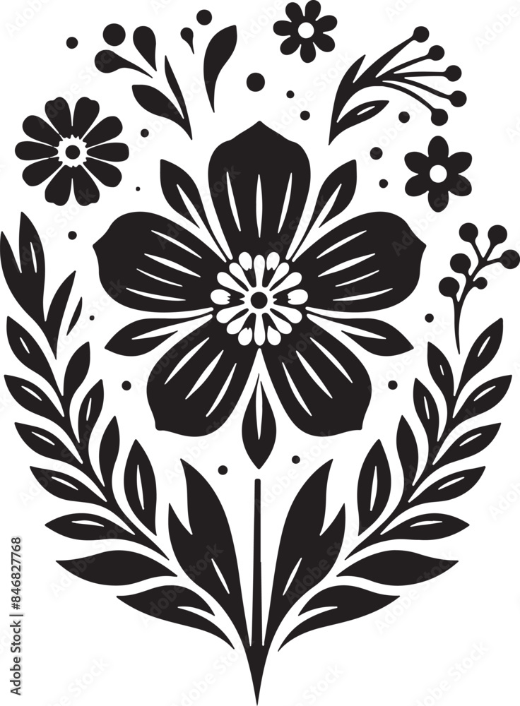 Black Flower Silhouette Vector Illustration Editable on Transparent Background Black Flower Silhouette Vector Illustration Editable on Transparent Background