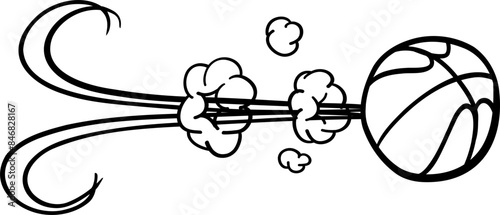 Doodle sports ball trajectory rebound. Basketball Vector Illustration. Line art style isolated on white background