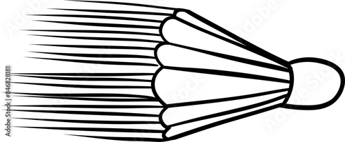 Doodle sports ball trajectory rebound. Shuttlecock Vector Illustration. Line art style isolated on white background