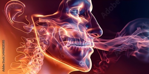 3D medical illustration showing effects of allergic rhinitis on nasal sinus. Concept Medical Illustration, Allergic Rhinitis, Nasal Sinus, 3D Visualization, Health Education