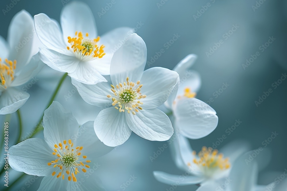 Beautiful White and Yellow Flowers in a Blue Garden Beautiful White and Yellow Flowers in a Blue Garden