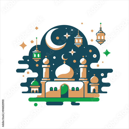 Eid al Adha, Flat vector illustration Silhouette