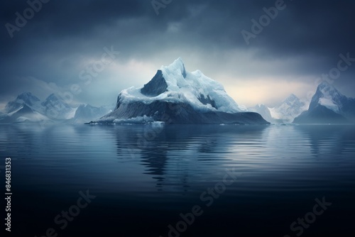 icebergs in the water with clouds in the background © Valeriu