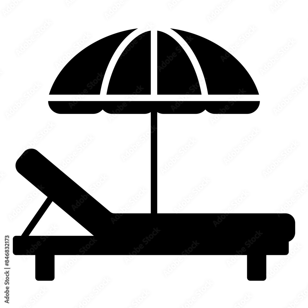 Beach chair icon with umbrella for sunbathing Beach chair icon with umbrella for sunbathing