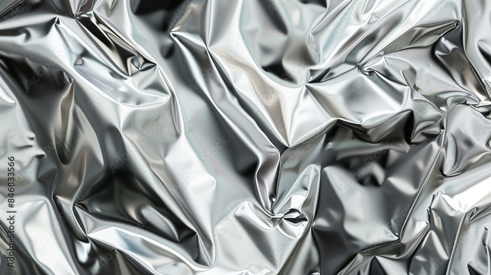 A silver crumpled metal background, shiny and reflective surface. A silver crumpled metal background, shiny and reflective surface.
