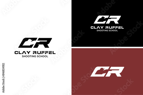 Pro Shoot School Logo. Firearms instructor, CR Letter,   Shooting Instructor vector design for t shirt print, invitation card, shooting event poster, web banner, competitions advertisement flyer.