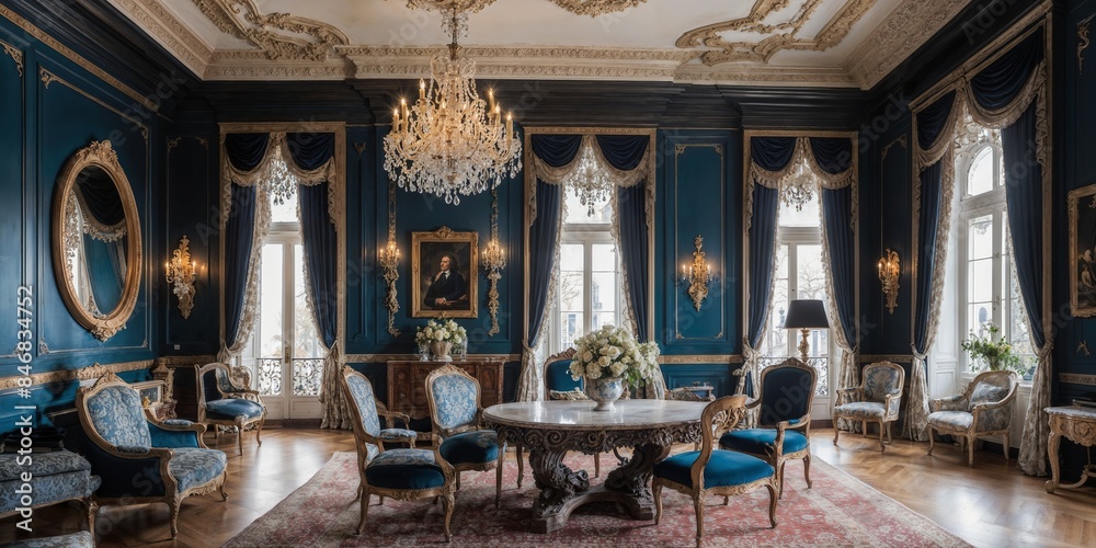 A classic and luxurious view of a luxury decoration in a mansion