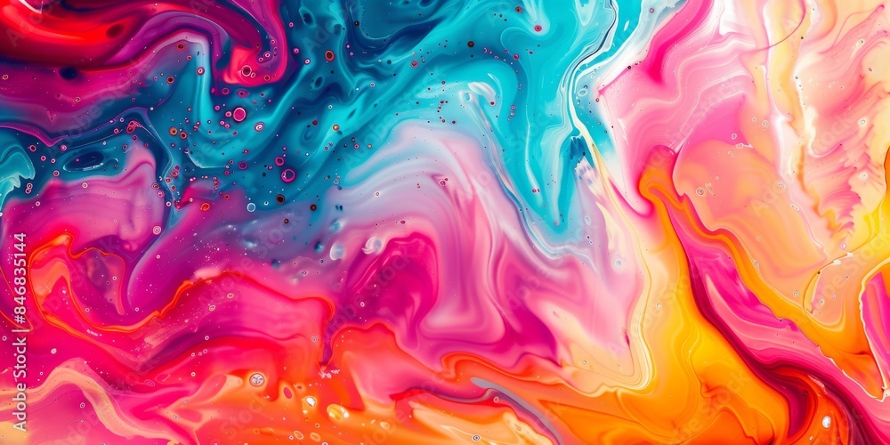 Abstract fluid art with vivid swirls of pink, blue, yellow, and orange, creating a dynamic, vibrant composition. Abstract fluid art with vivid swirls of pink, blue, yellow, and orange, creating a dynamic, vibrant composition.