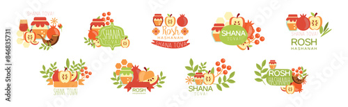 Rosh Hashanah Symbol and Object Composition Vector Set
