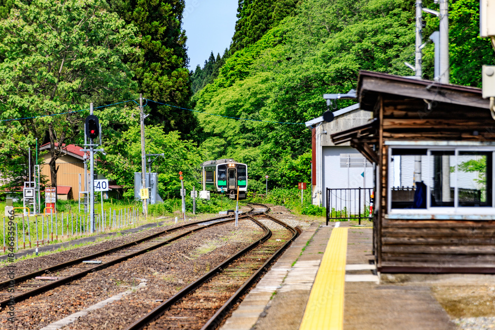 Journey Through the Lush Green: A Japanese Train’s Voyage Along the Tracks Journey Through the Lush Green: A Japanese Train’s Voyage Along the Tracks