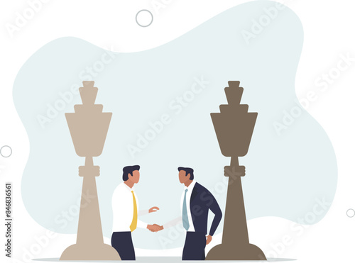 Negotiation strategy, win-win situation, partnership instead of confrontation in competition, merger or agreement concept.flat illustration.