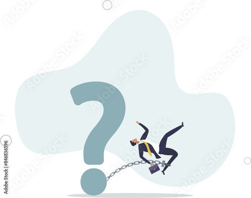 Struggle with unanswered question, problem or difficulty, hard questions or unsolvable quest concept.flat illustration.