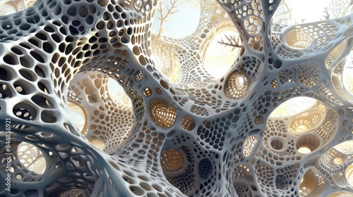 Intricate Organic Cellular Structure Resembling Natural Patterns in 3D