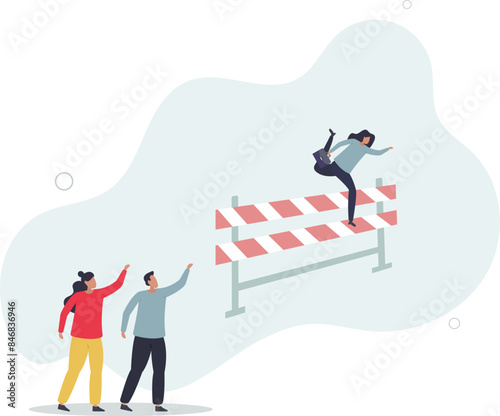 overcoming difficulties in business concept of a successful team