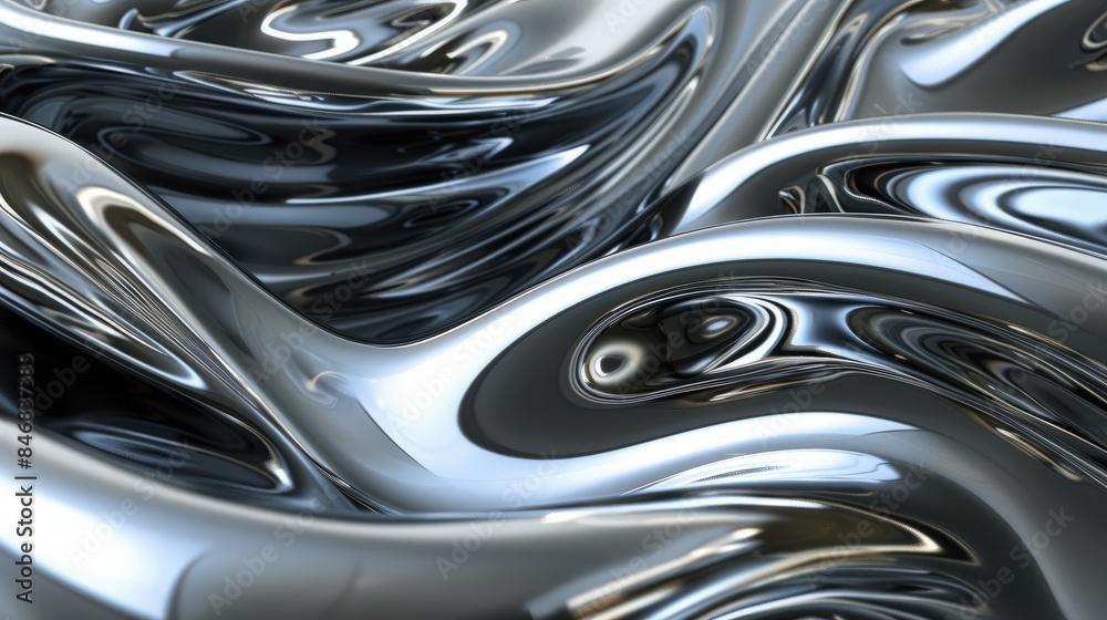 Shaping the Future: Abstract Liquid Metal Design with Smooth Reflective Surfaces