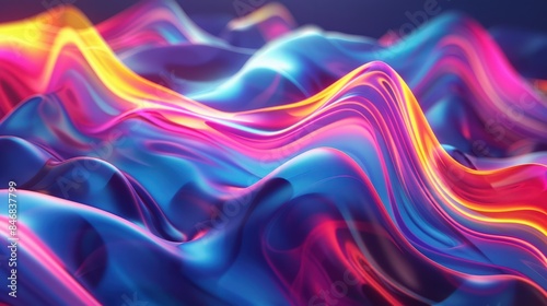 Vibrant 3D Abstract Energy Waves Symbolizing Innovation and Vitality