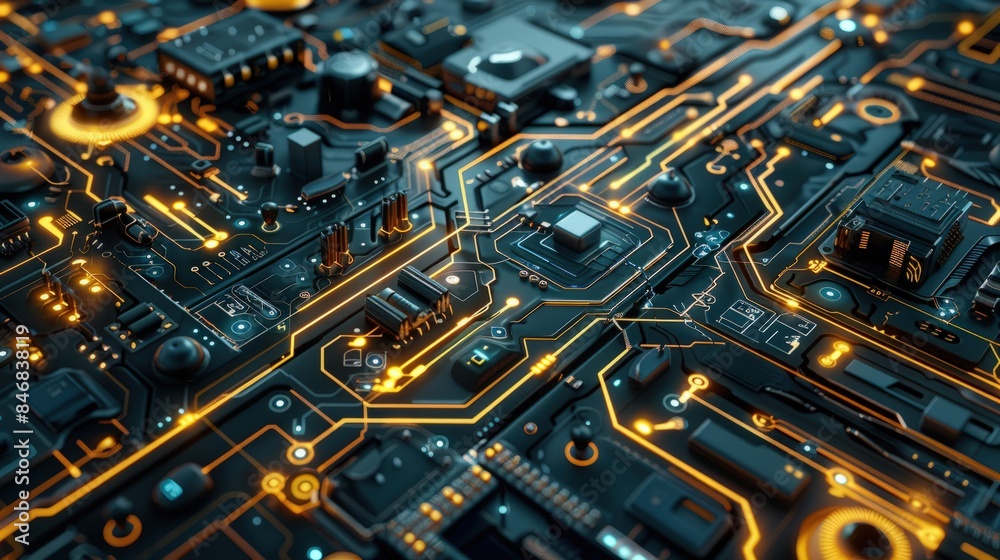 Futuristic 3D Circuit Diagrams: Abstract Illustrations of Technical Electronics with Detailed Components and Pathways Futuristic 3D Circuit Diagrams: Abstract Illustrations of Technical Electronics with Detailed Components and Pathways