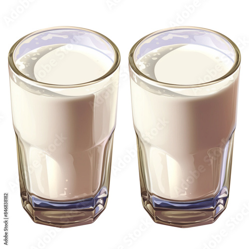 Milk in a glass, clipart,  the power of a healthy drink for people of all ages.
