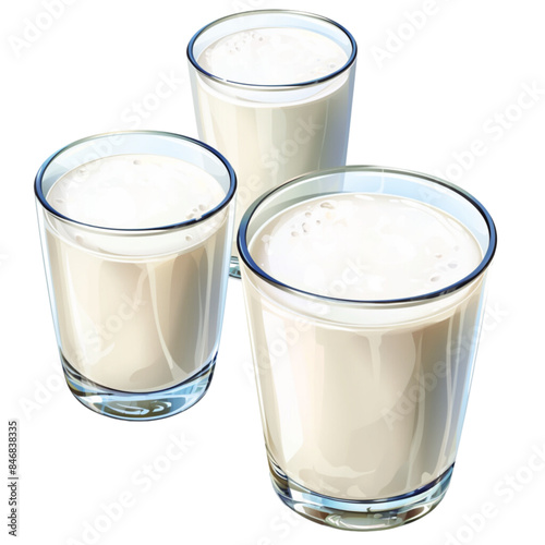 Milk in a glass, clipart,  the power of a healthy drink for people of all ages.