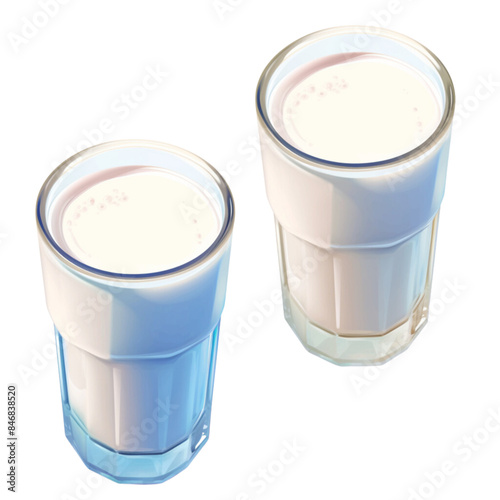 Milk in a glass, clipart,  the power of a healthy drink for people of all ages.