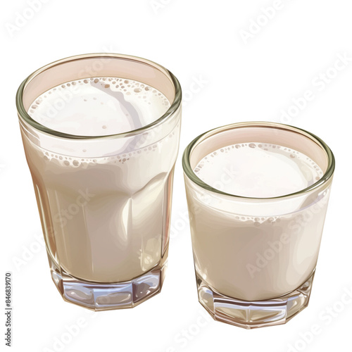 Milk in a glass, clipart,  the power of a healthy drink for people of all ages.