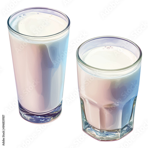 Milk in a glass, clipart,  the power of a healthy drink for people of all ages.