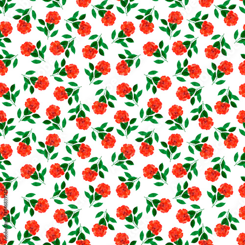 Wallpaper Mural Watercolor seamless pattern with various decorative flowers and leaves Torontodigital.ca