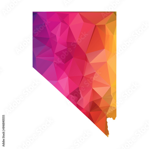 Abstract Polygon Map - Vector illustration Low Poly Color Rainbow Nevada map of isolated. Vector eps10.