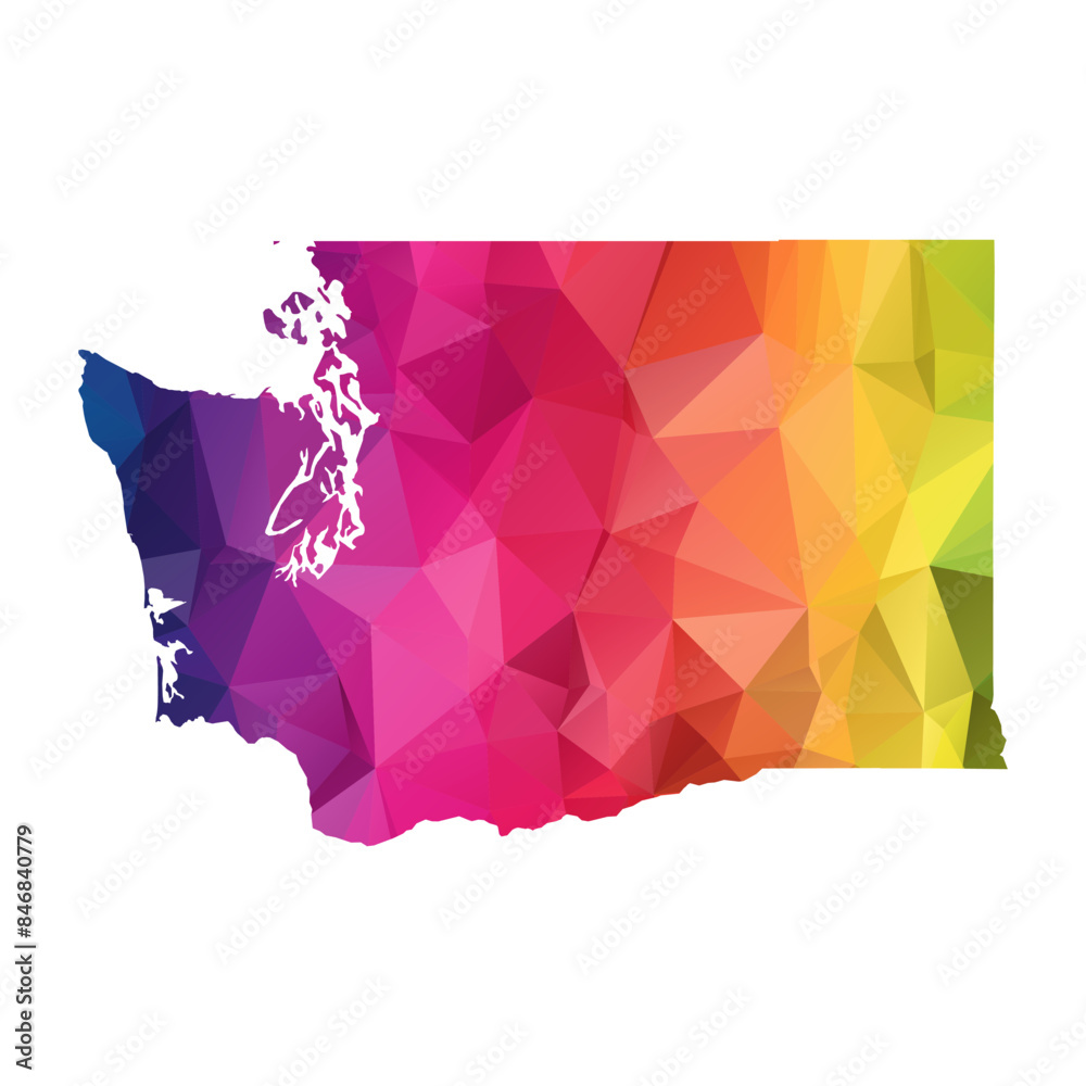 Abstract Polygon Map - Vector illustration Low Poly Color Rainbow ...