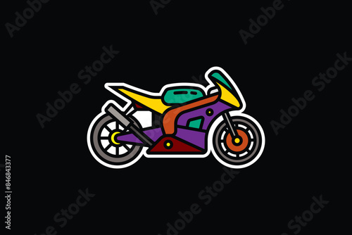 Original vector illustration. The contour icon of a racing sports motorcycle. Superbike.