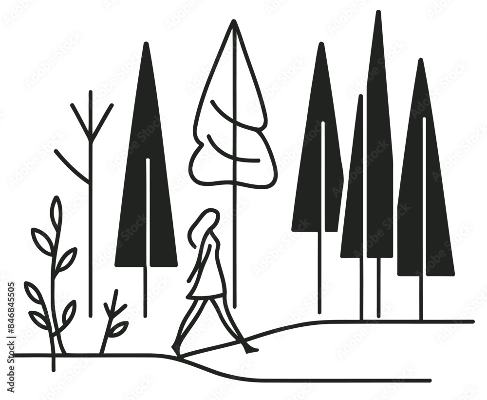 Nature Travel Silhouette, Perfect for Adventure and Outdoor Themes - Flat Vector Illustration Nature Travel Silhouette, Perfect for Adventure and Outdoor Themes - Flat Vector Illustration