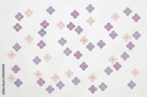 Japanese Washi paper texture with abstract hydrangea pattern. Luxury modern Japanese style background with flower pattern.