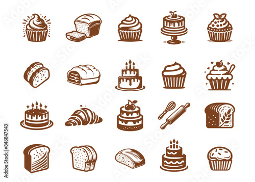 Bakery logo icons collection - vector illustration