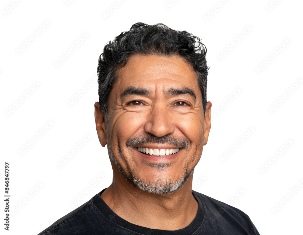 Fototapeta premium Middle age latin man on transparent