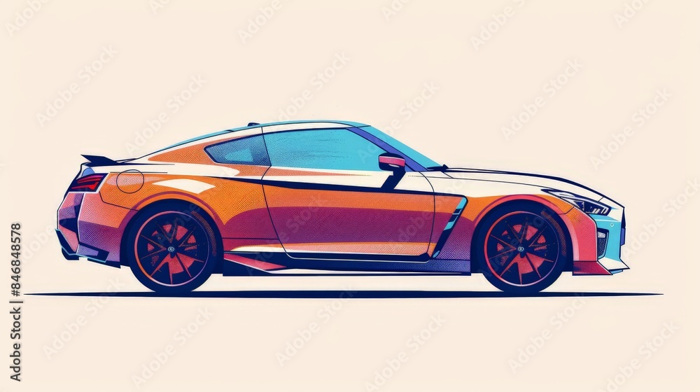 Obraz premium Car side view illustration on a white background.
