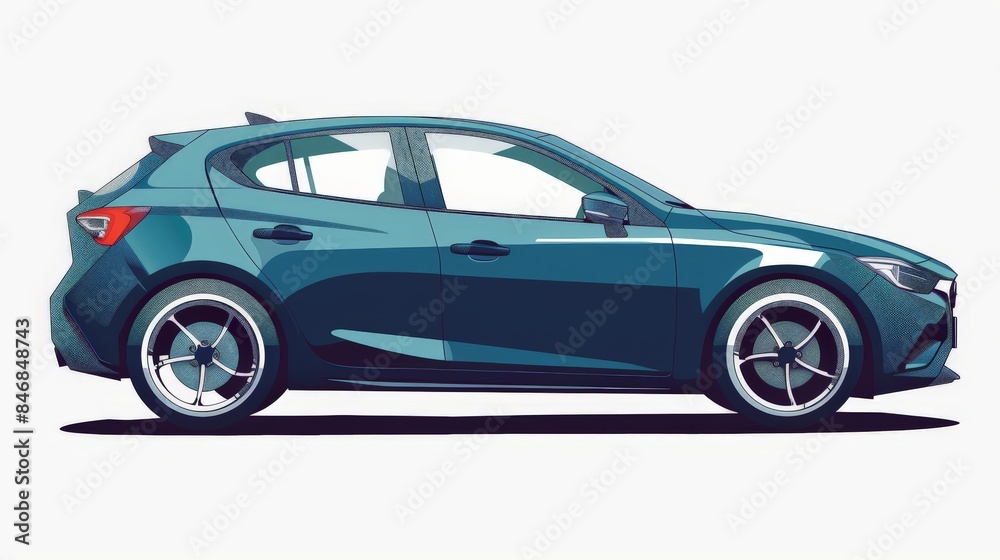Car side view illustration on a white background.
Car side view illustration on a white background.