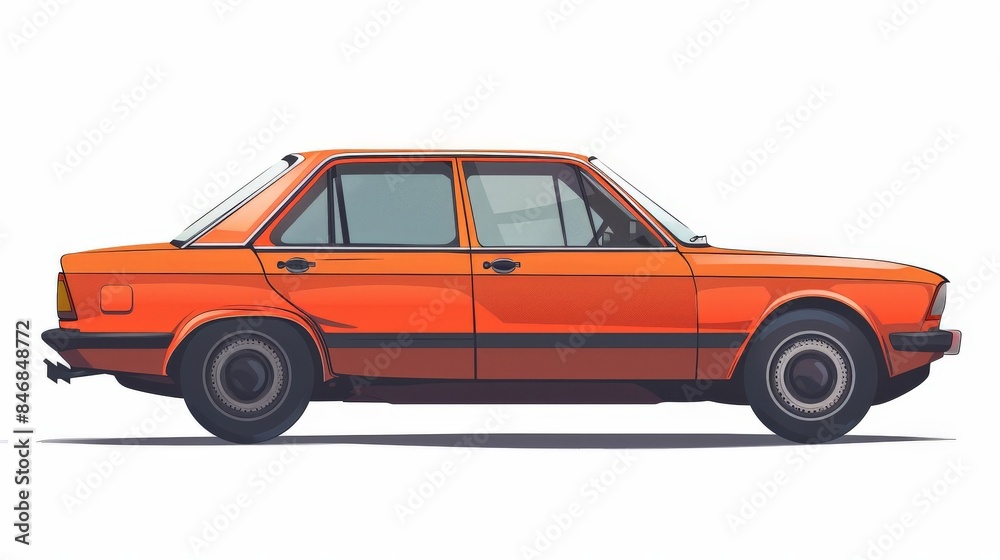 Fototapeta premium Car side view illustration on a white background. 